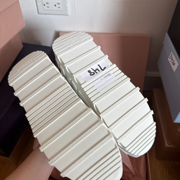 NWT Miu Miu Platform Low-top Sneakers White Leather Lace Up Sz 41 - Picture 10 of 10